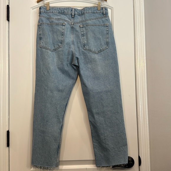NWT MANGO Havana Straight Leg Cropped Blue Denim High Waist Jeans Size 10 - Picture 6 of 12
